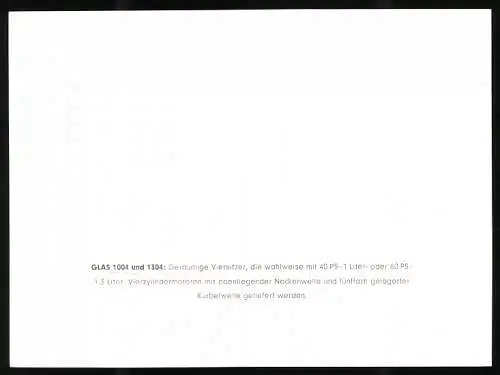 Fotografie Auto Glas 1004 Coupe mit OHC-Motor, Werkfoto