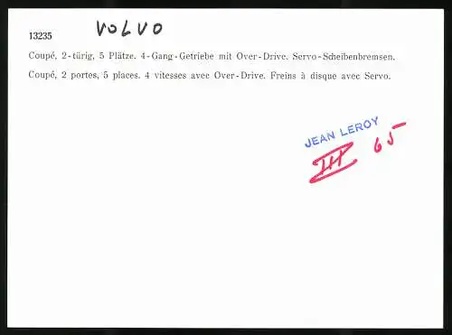 Fotografie Auto Volvo Amazon Coupe, 4-Gang Automatik mit Overdrive, Werkfoto