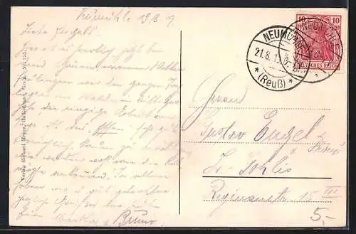 AK Greiz-Neumühle, Teilansicht mit Bahnhof und Gleisanlagen