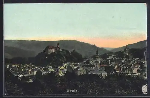 AK Greiz, Teilansicht mit Schloss