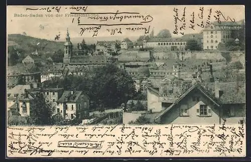 AK Baden-Baden, Ansicht von der Friedrichshöhe