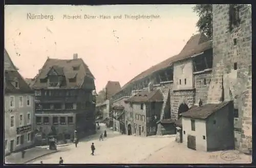AK Nürnberg, Albrecht Dürer Haus und das Thiergärtnerthor