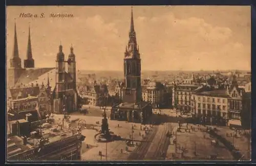 AK Halle a. S., Marktplatz mit Kirche