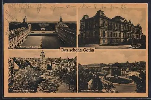 AK Gotha, Schloss, Platz, Landestheater und Museum