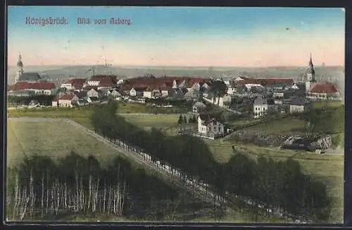 AK Königsbrück, Blick vom Auberg auf den Ort