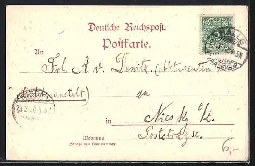 AK Halle a. S., Franckesche-Stiftungen mit Strassenbahn