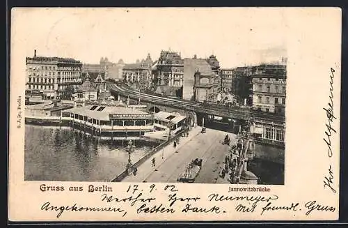AK Berlin, Jannowitzbrücke mit Dampferstation