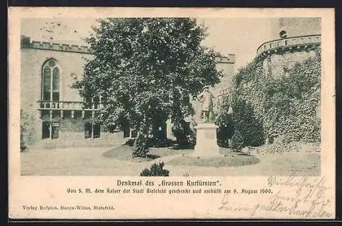 AK Bielefeld, Denkmal des Grossen Kurfürsten enthüllt 1900