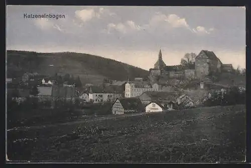AK Katzenelnbogen, Teilansicht mit Bäumen