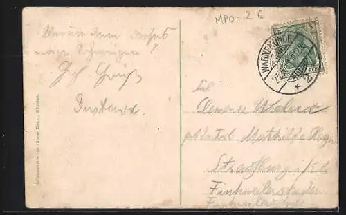 AK Warnemünde /Ostsee, Westmole bei Sturm