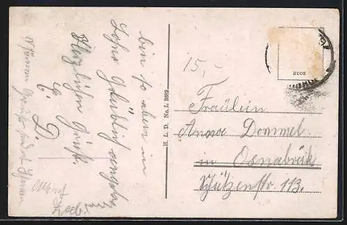 AK Osnabrück, Hauptbahnhof, Stadttheater, Gestürzter Mann mit Gehstock und verlorenen Gegenständen