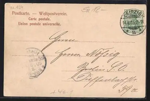 AK Leipzig, Eingang der Peterstrasse mit Deutscher Bank, Strassenbahn, Lifasssäule