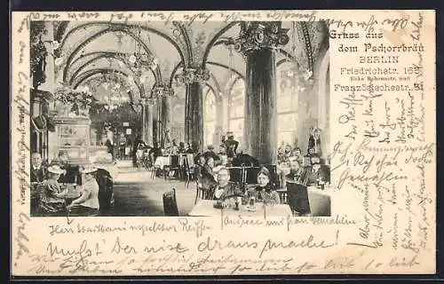 AK Berlin, Innenansicht des Gasthauses Pschorrbräu, Friedrichstrasse 165