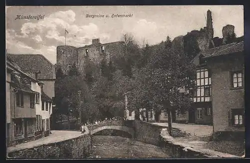 AK Münstereifel, Burgruine und Entenmarkt