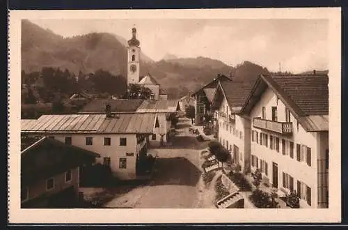 AK Oberaudorf, Ortsansicht mit Brünnstein