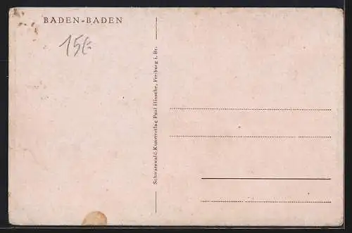 Künstler-AK Baden-Baden, Merkurturm mit Restaurant, Frauen und Männer mit Hüten