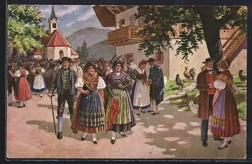 Künstler-AK Schwarzwald Volkstrachten, Bauern aus dem Kinzigtal, Harmersbachtal u.a.