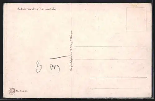 Künstler-AK Schwarzwälder Bauernstube, Alte am Spinnrad
