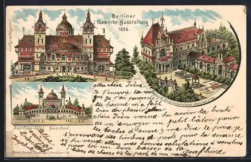 Lithographie Berlin-Treptow, Berliner Gewerbe-Ausstellung 1896, Ausstellungs-Palast