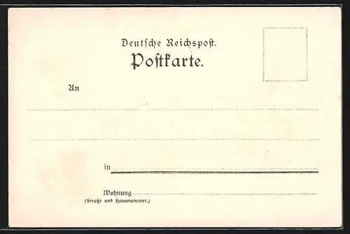 Lithographie Wiesbaden, Kaiserin Auguste Victoria Königin von Preussen und Kaiser Wilhelm der II., Kgl. Hoftheater