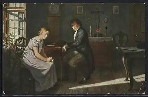 Künstler-AK Wenzel Tornoe: Beethoven und die Blinde