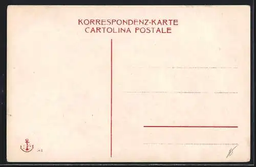 AK Trieste, Via Giulia e Monumento D. Rossetti, Strassenbahn