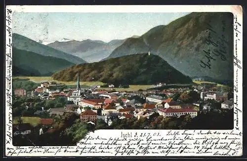 AK Ischl, Panoramablick auf den Ort