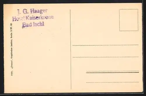 AK Bad Ischl, Hotel Kaiserkrone, Garten-Restaurant mit Blick auf das Gebirge