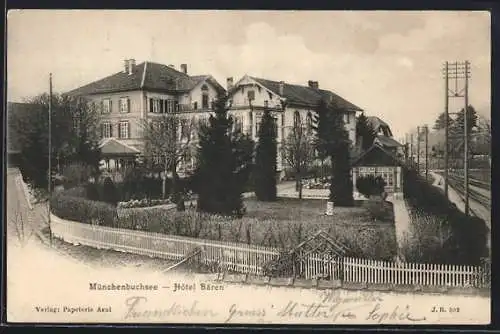 AK Münchenbuchsee, Strassenpartie am Hotel Bären