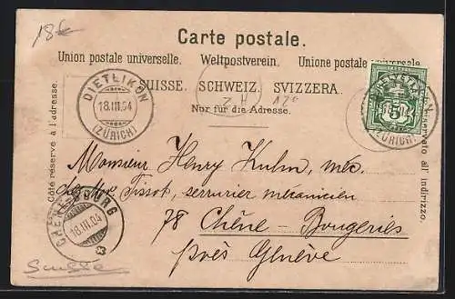 AK Erlenbach /ZH, Gasthaus Pflugstein, Leute am Pflugstein