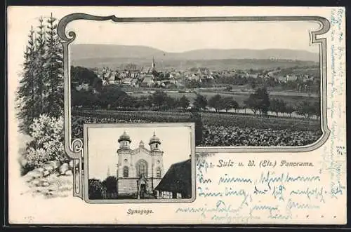 AK Sulz u. W. /Els., Synagoge, Blick auf den Ort