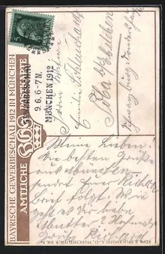 AK München, Bayerische Gewerbeschau 1912, Bildnis einer Dame mit Krone