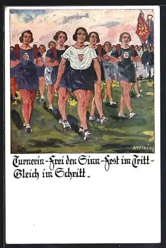 Künstler-AK Otto Amtsberg: Turnerin-Frei den Sinn-Fest im Tritt-Gleich im Schritt