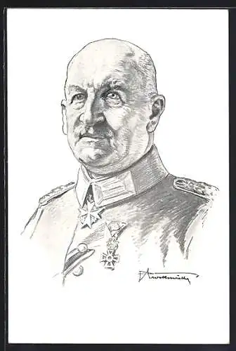 Künstler-AK Porträtbild General von Linsingen in Uniform