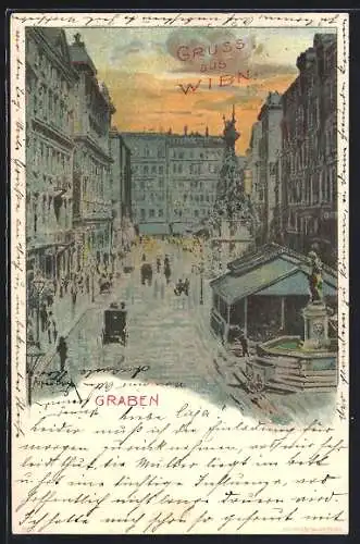 Künstler-AK sign. Arpad Basch: Wien, Graben, Denkmäler