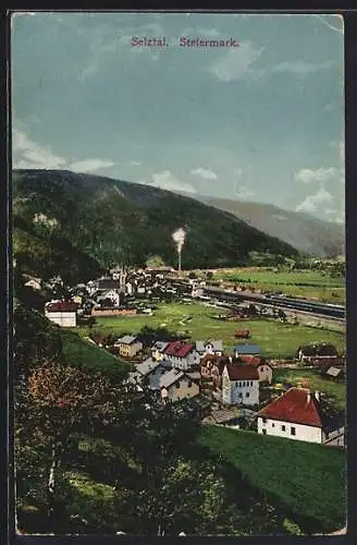 AK Selztal /Steiermark, Teilansicht mit Kirche und Bahnhof