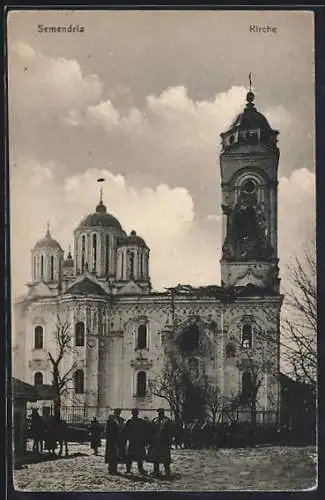 AK Semendria, Kirche mit Strassenpartie