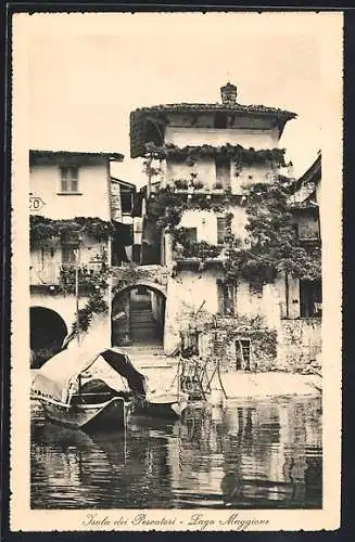 AK Isola dei Pescatori /Lago Maggiore, Uferpartie mit Boot