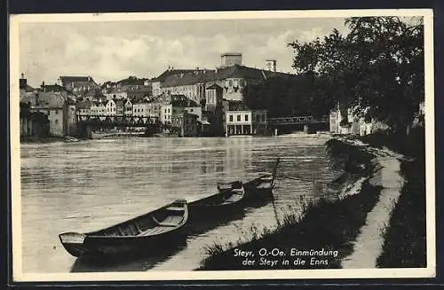 AK Steyr, Teilansicht, Einmündung der Steyr in die Enns