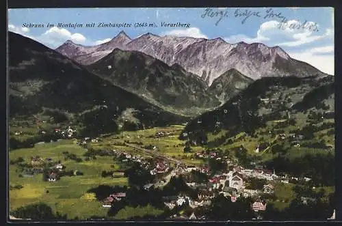 AK Schruns in Montafon, Totalansicht mit Zimbaspitze