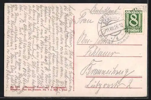 AK Schruns in Montafon, Totalansicht mit Zimbaspitze