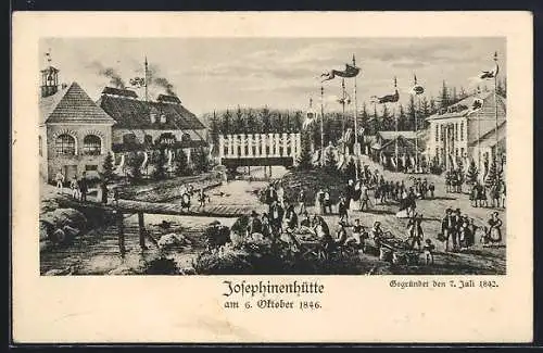 Künstler-AK Ober-Schreiberhau, Josephinenhütte bei Anwesenheit von König und Königin Friedrich Wilhelm IV von Preussen