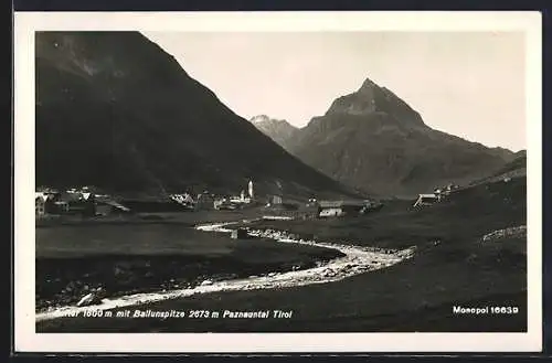 AK Galtür, Ortsansicht unter der Ballunspitze