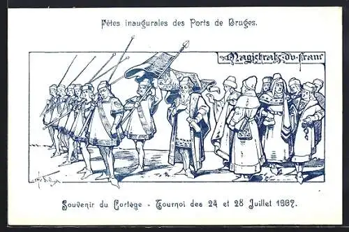 Künstler-AK Bruges, Fetes inaugurales des Ports de Bruges