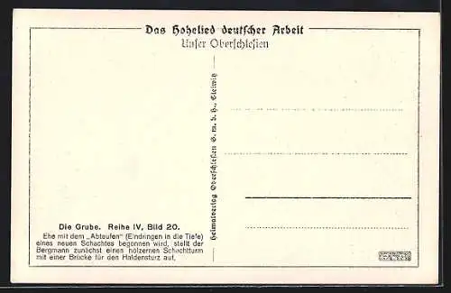 AK Die Grube, Abteufen eines Schachtes, Schachtturm mit Brücke