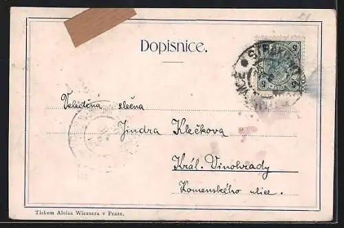 Künstler-AK Strakonic, Rodný Domek Celakovského, Frant. Lad. Celakovsky