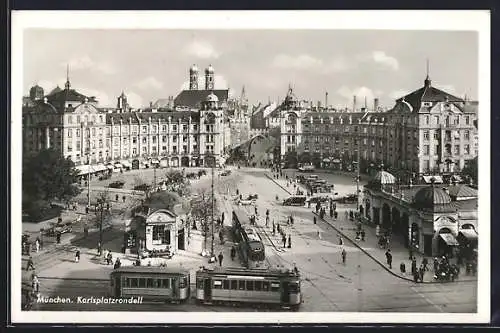 AK München, Karlsplatzrondell, Strassenbahn