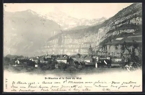AK St. Maurice, Totalansicht aus der Vogelschau