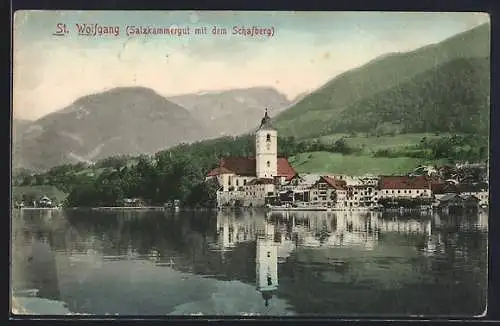 AK St. Wolfgang, Gesamansicht mit Schafberg