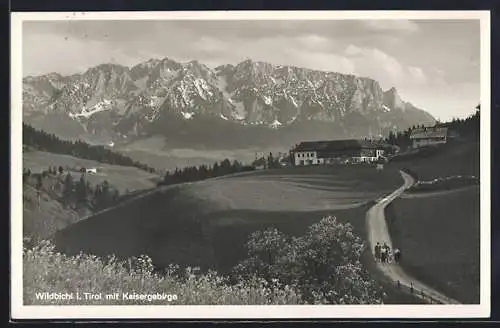 AK Wildbichl, Ortsansicht mit Kaisergebirge